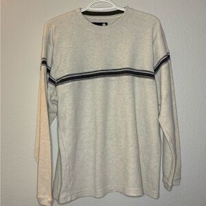 Perry Ellis Cream and Black Long Sleeve Tee